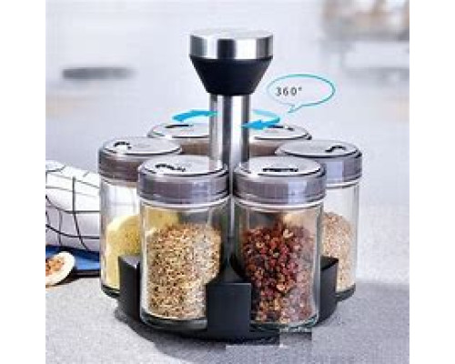 JA170   Набор для специй на подставке на 7 предметов (6 баночек и подставка) Spice Rack OT-108  (24)