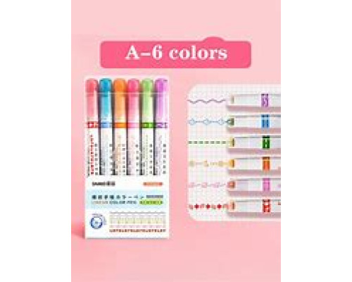 JA001   Набор из 6 Спец Маркеров Kawaii Flowers Line Shaped Highlighter Pens (360)