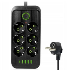 JD143   5М  Сетевой фильтр удлиннитель с USB 2500Вт 6 гнезд (80)