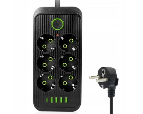 JD143   5М  Сетевой фильтр удлиннитель с USB 2500Вт 6 гнезд (80)