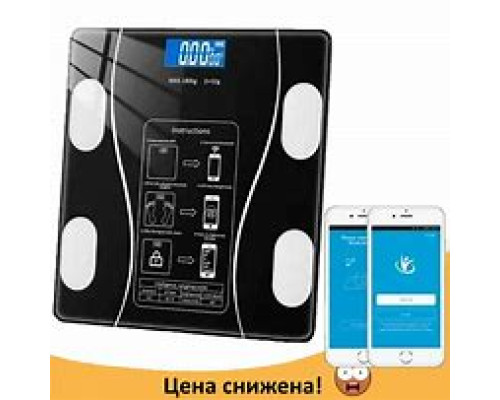 JD005   Смарт-весы стеклянные Scale one Black умные напольные весы, электронные Bluetooth (40) (15)